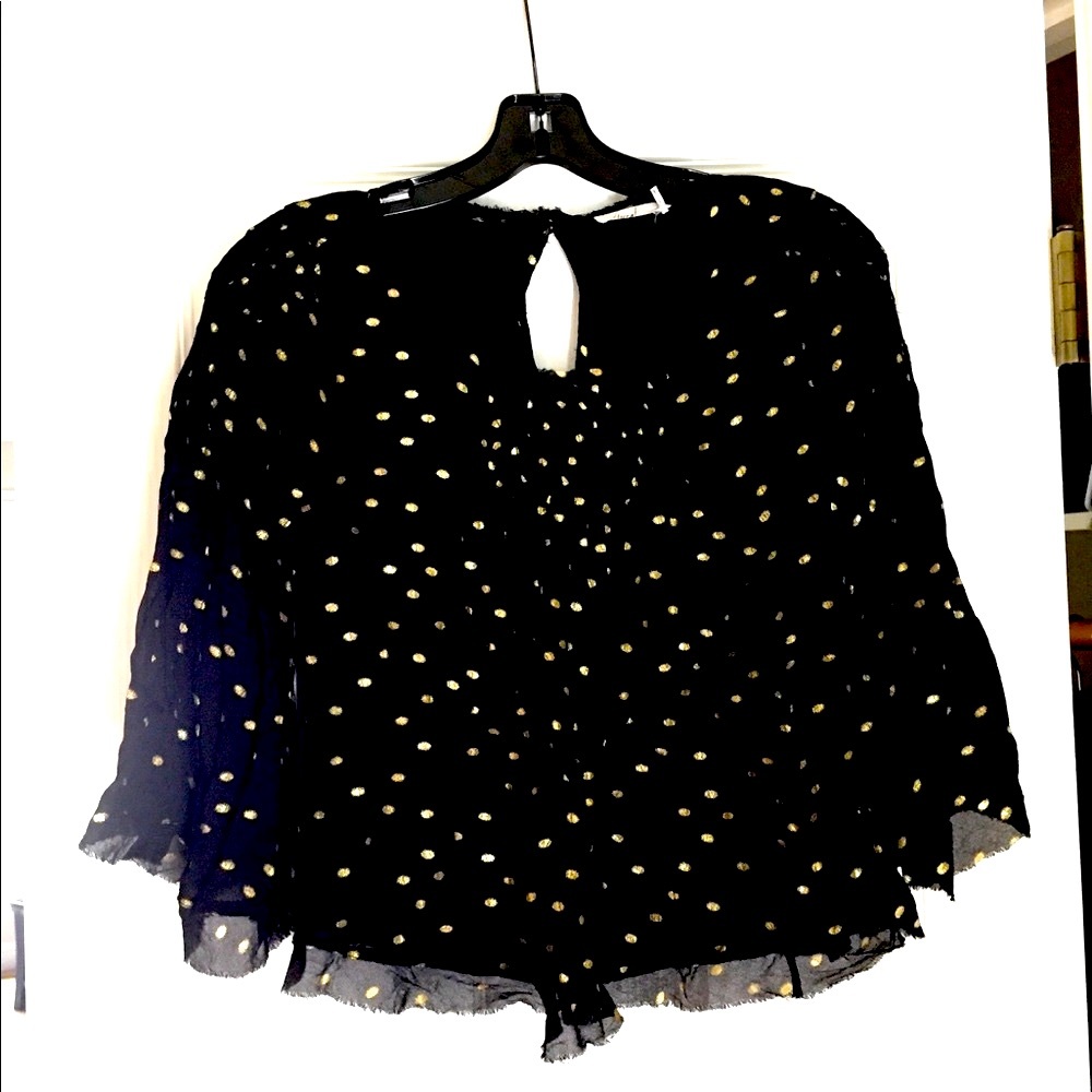 Black with Gold Dot Top - XS